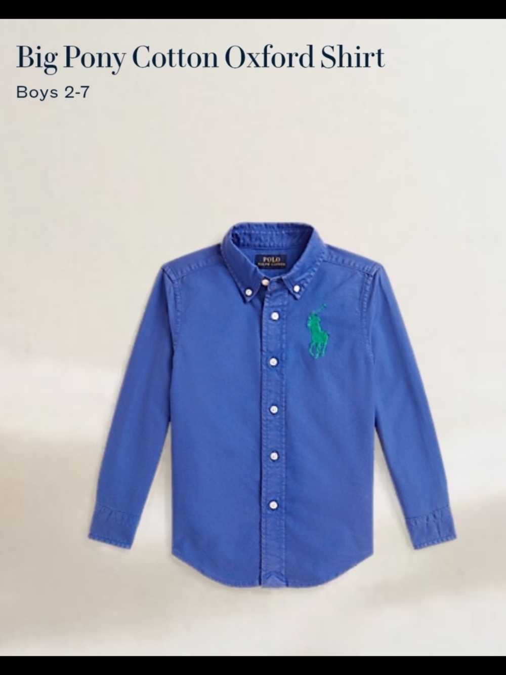 Polo by Ralph Lauren Blue Oxford Shirt with Green Pony
